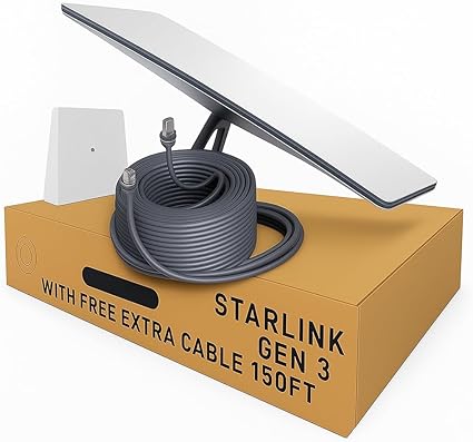 Kit de Internet Satelital Starlink Gen 3 - Router Wi-Fi 6 + Cable Extra Largo Incluido