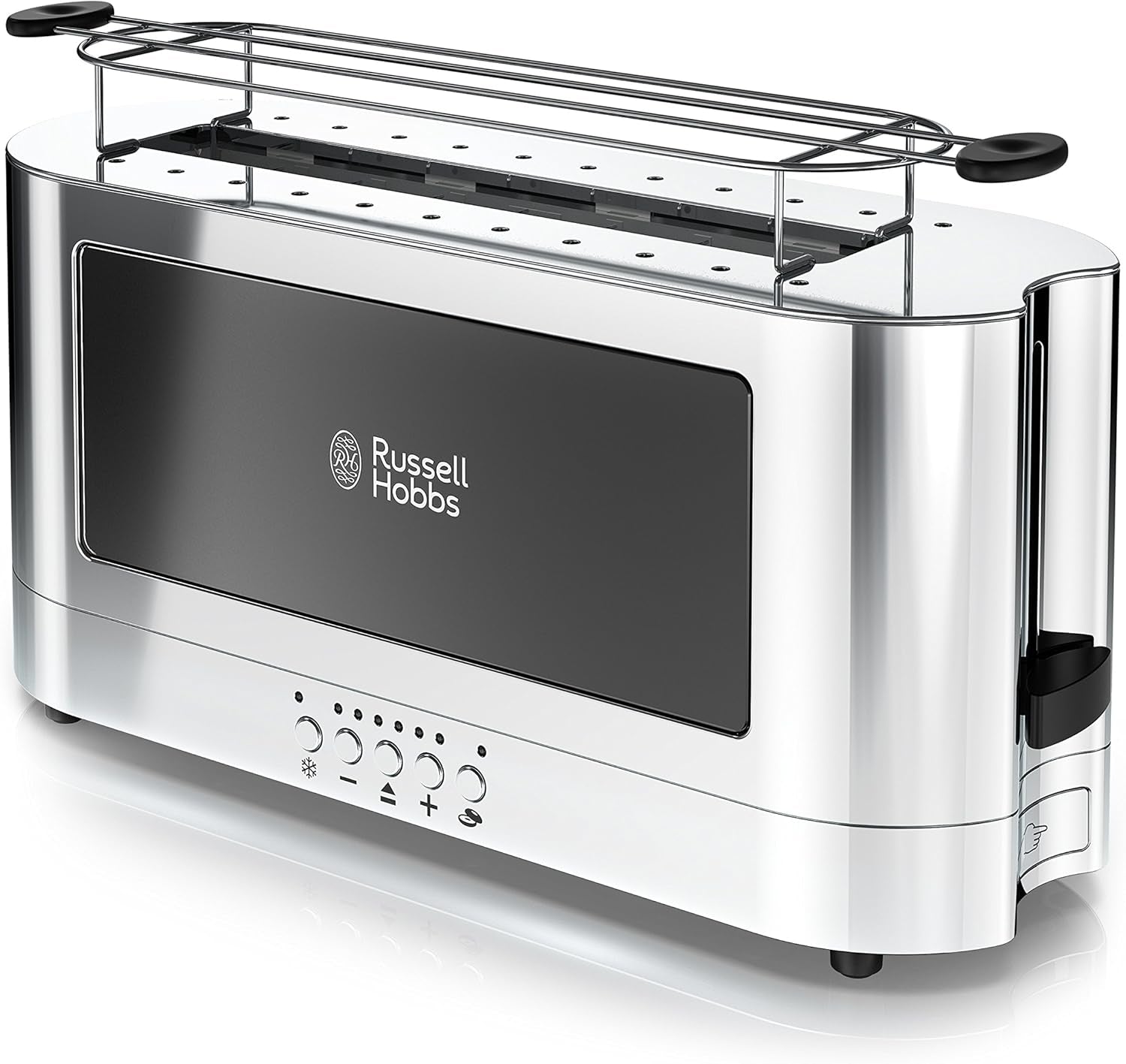 TRL9300BKR 2-Slice Glass Accent Long Toaster, Black & Silver