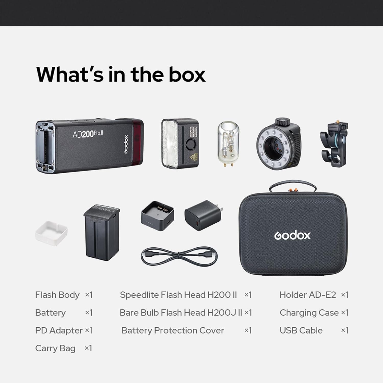 AD200 Pro II  Ad200Pro II Flash,One-Tap Sync with X3, Optimized Flash Heads, Bicolor LED Modelling Led,Color Group Indicator, Adjustable from 1/512 to Full Power 1/1(Ad200Pro Upgraded)