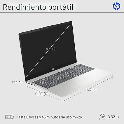 HP Portátil 15-fc0099nr Ryzen 3 7320U 8 GB RAM/SSD de 128 GB