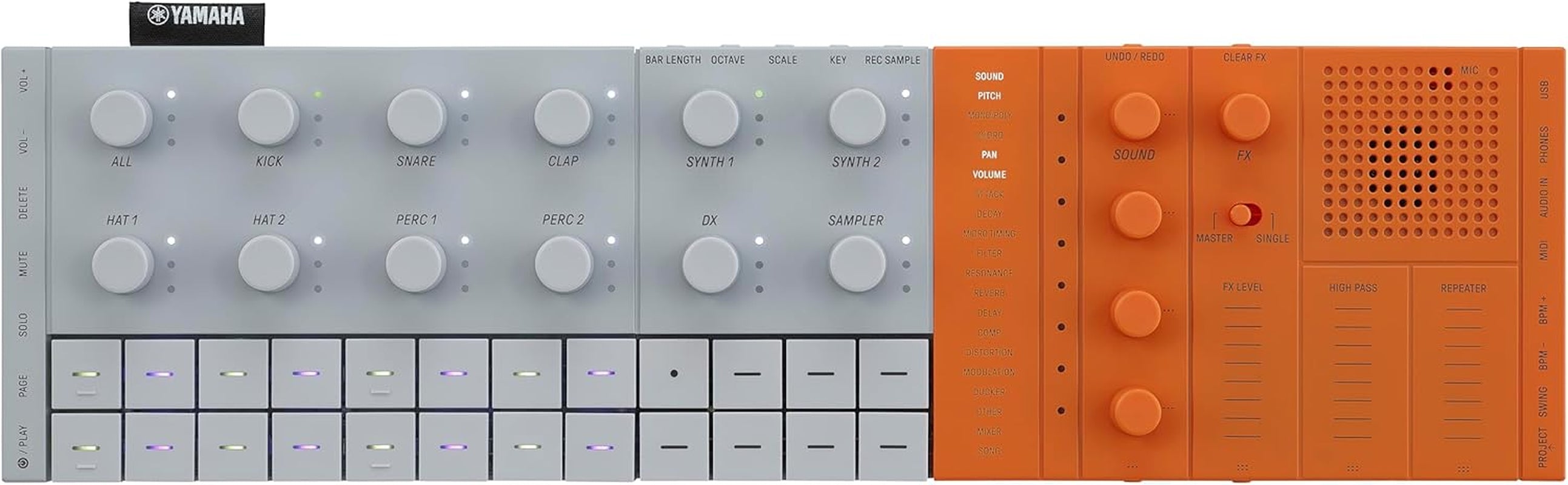 SEQTRAK Mobile Music Ideastation, Advanced Sequencer, Onboard Sampling, Built-In Speakers and Microphone, Orange