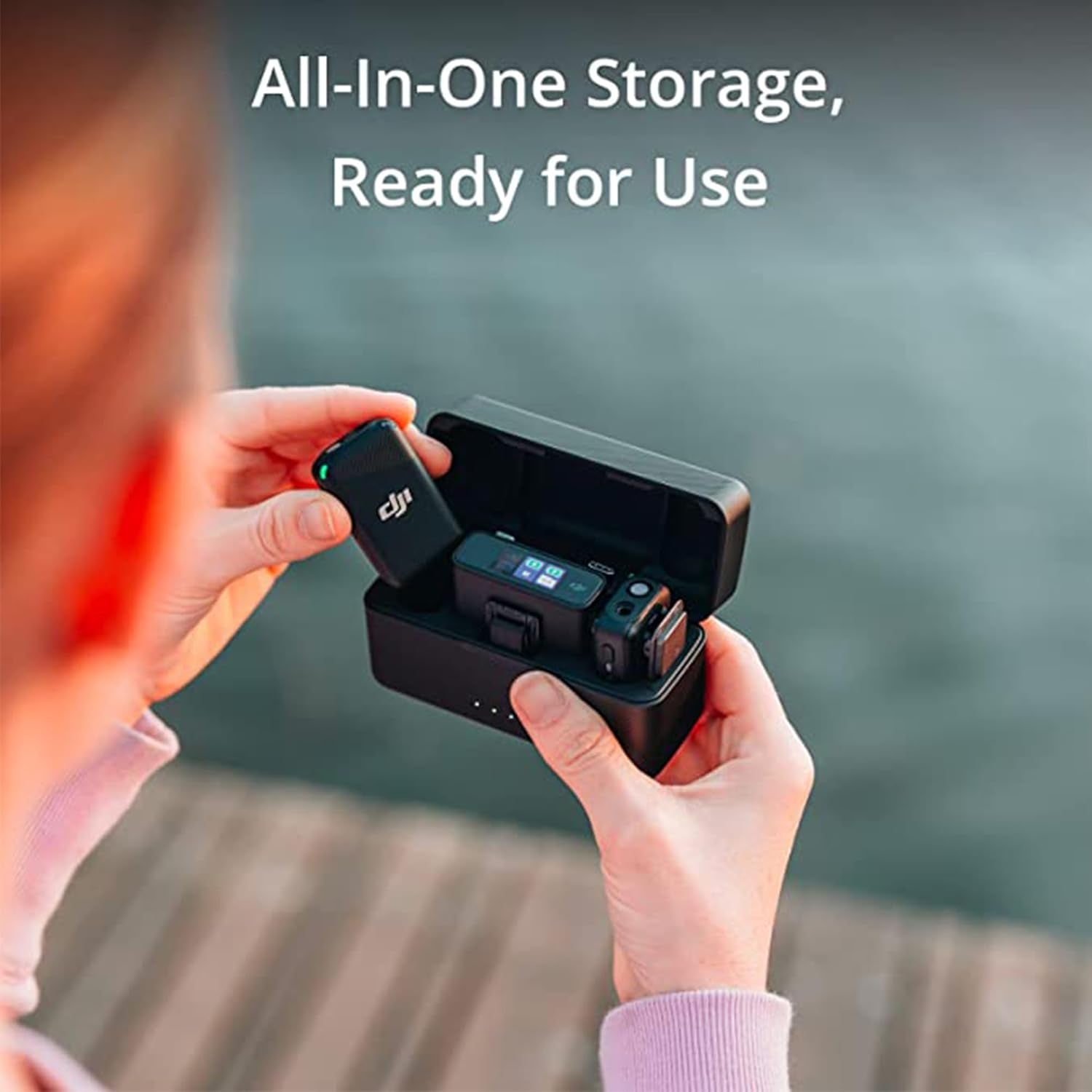 Mic 2-Person Compact OLED Touchscreen Wireless Mic System with Two Condenser Lavalier Microphones Bundle