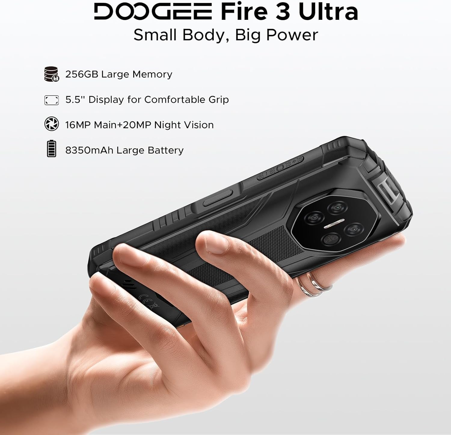 Fire 3 Ultra Android 15 Rugged Phone Unlocked, 8350Mah,24Gb+256Gb,5.5" IPS HD+ Display,16Mp+20Mp Rugged Smartphone, Octa Core Android Phone,Widevine L1/Fingerprint Id/Face Unlock/Nfc