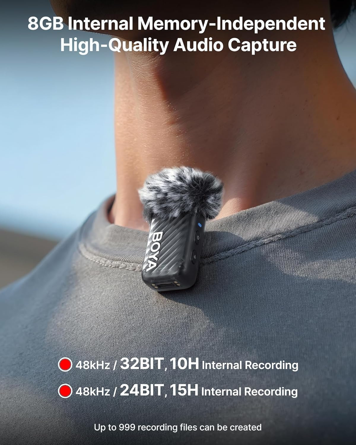 MIC 2 Wireless Microphones for Iphone 15-16/Android/Pc/Camera, AI Noise Cancellation, 32-Bit Float Internal Recording, AMOLED Touchscreen, 984Ft 54H Battery with Charging Case(With Clip Mic)