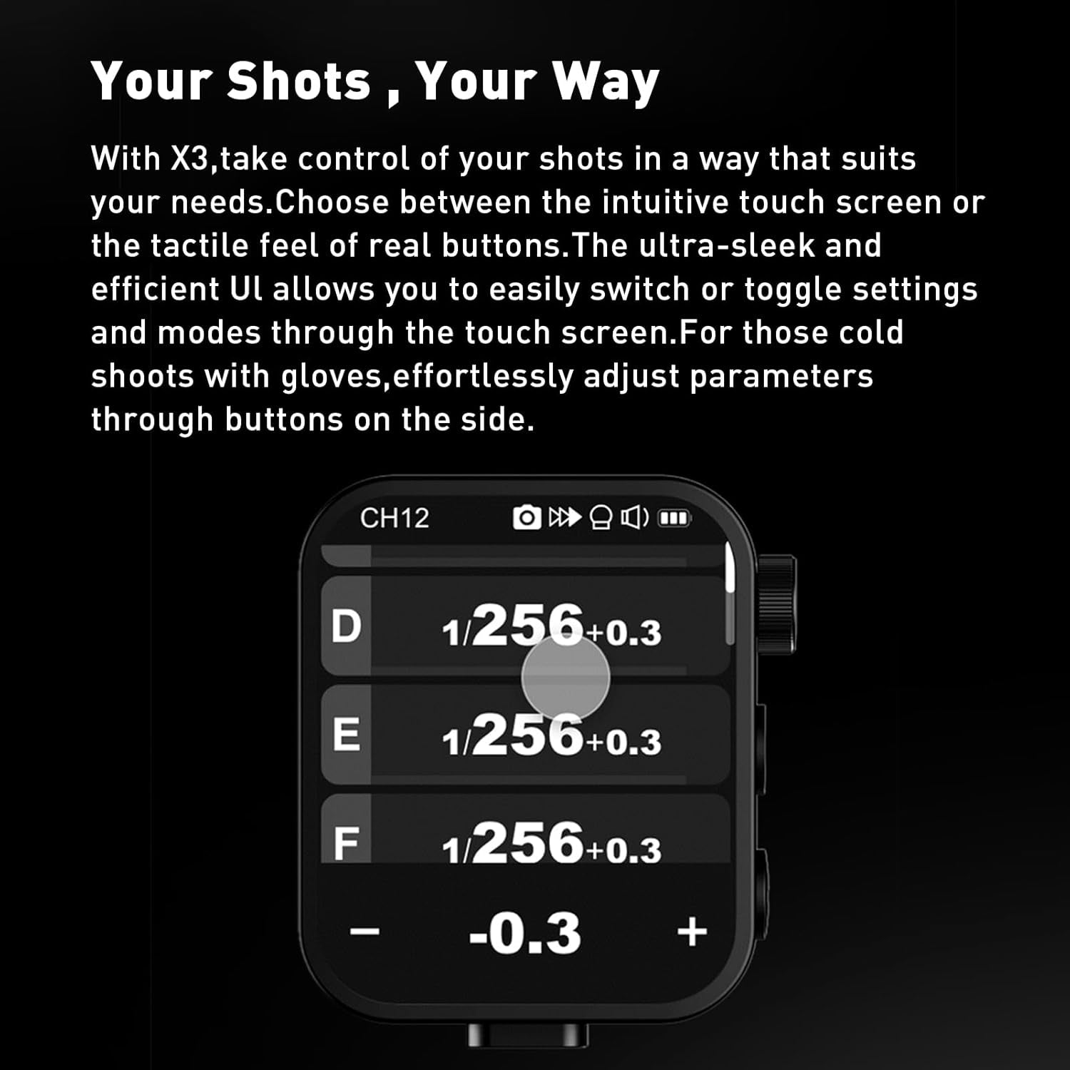 X3-S TTL Wireless Flash Trigger for Sony Camera, OLED Touchscreen Flash Transmitter,Built-In Lithium Battery Support Quick Charge( Xpro-S/X2T-S Upgrade Version)