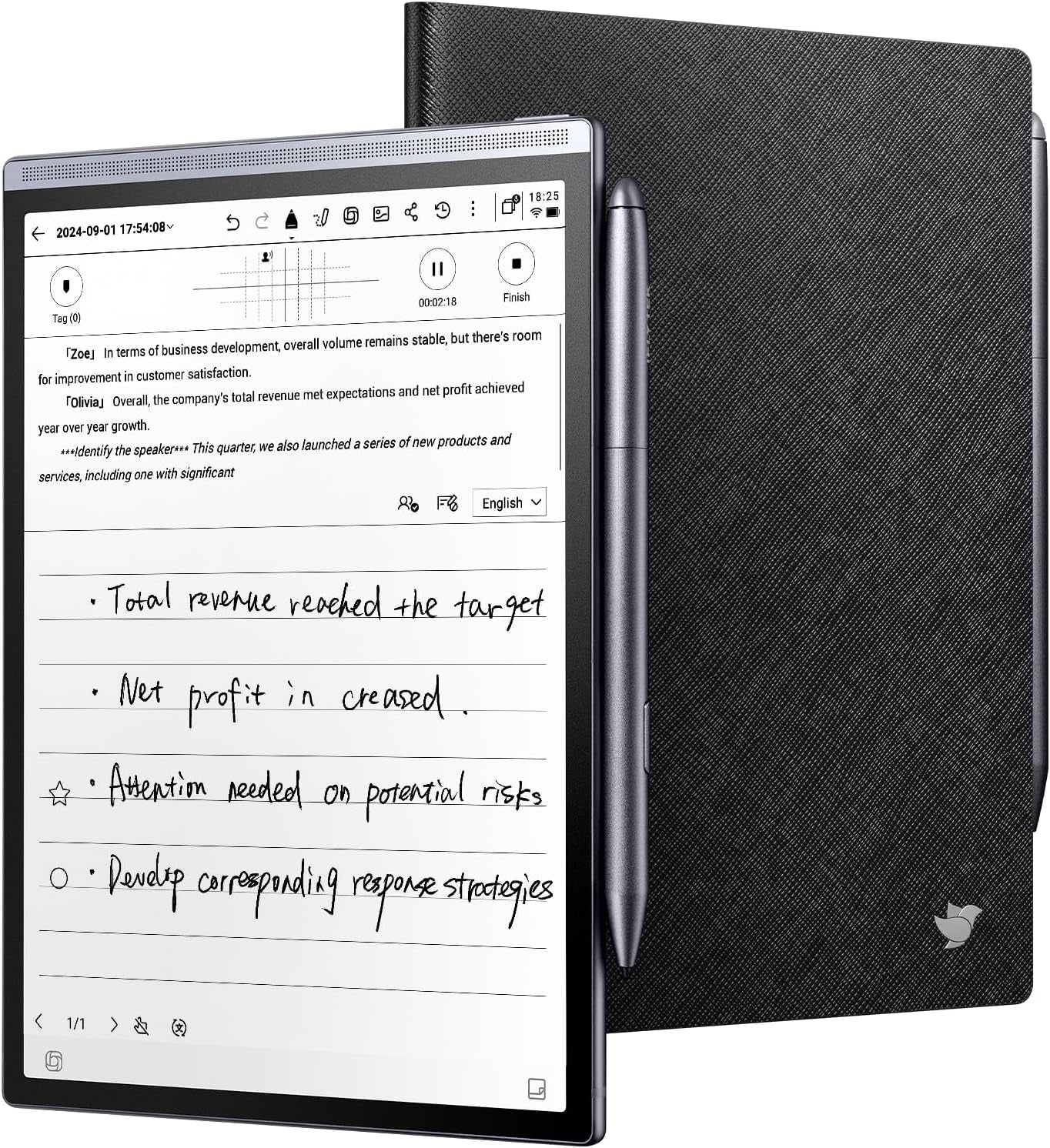 AINOTE Air 2 Bundle – 8.2" E Ink AI Note-Taking Tablet with Stylus, 4096 Pressure Levels, Digital Notebook with Voice-To-Text Transcription, Multi-Languages Support, Ideal for Meetings & Study