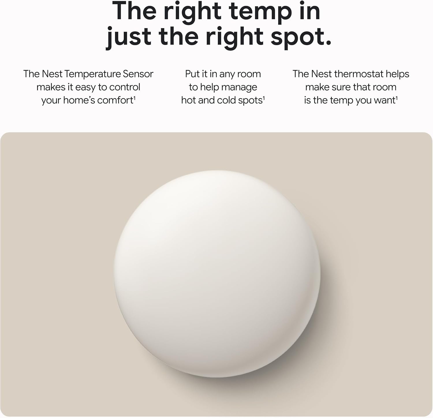 Nest Temperature Sensor (2Nd Gen) - Room Comfort Sensor with Scheduling - Works with the Nest Learning Thermostat (3Rd and 4Th Gen) and Nest Thermostat E - Porcelain, White