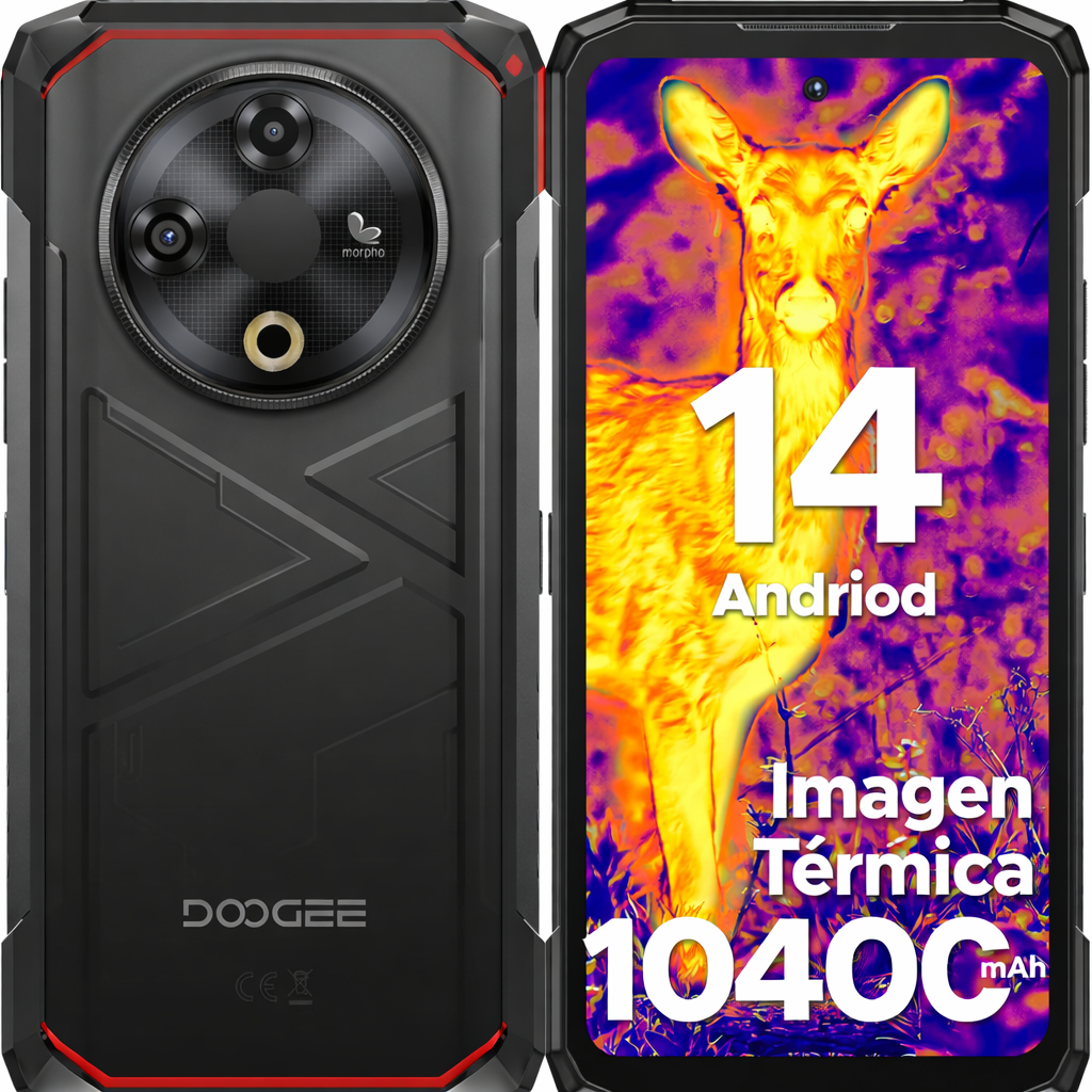 DOOGEE Fire 6 Version Global - Celular Indestructible con Cámara Térmica | 10400mAh y 16GB RAM