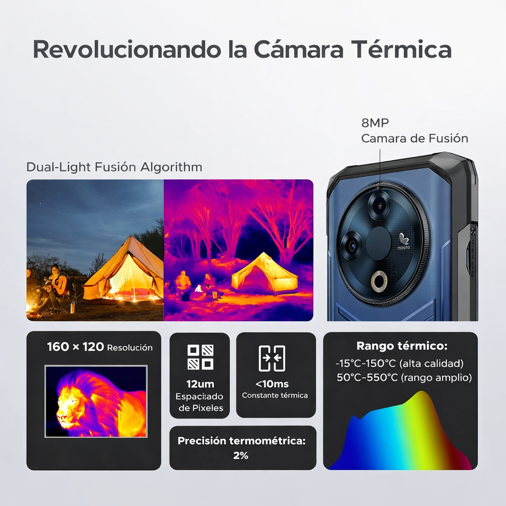 DOOGEE Fire 6 Version Global - Celular Indestructible con Cámara Térmica | 10400mAh y 16GB RAM