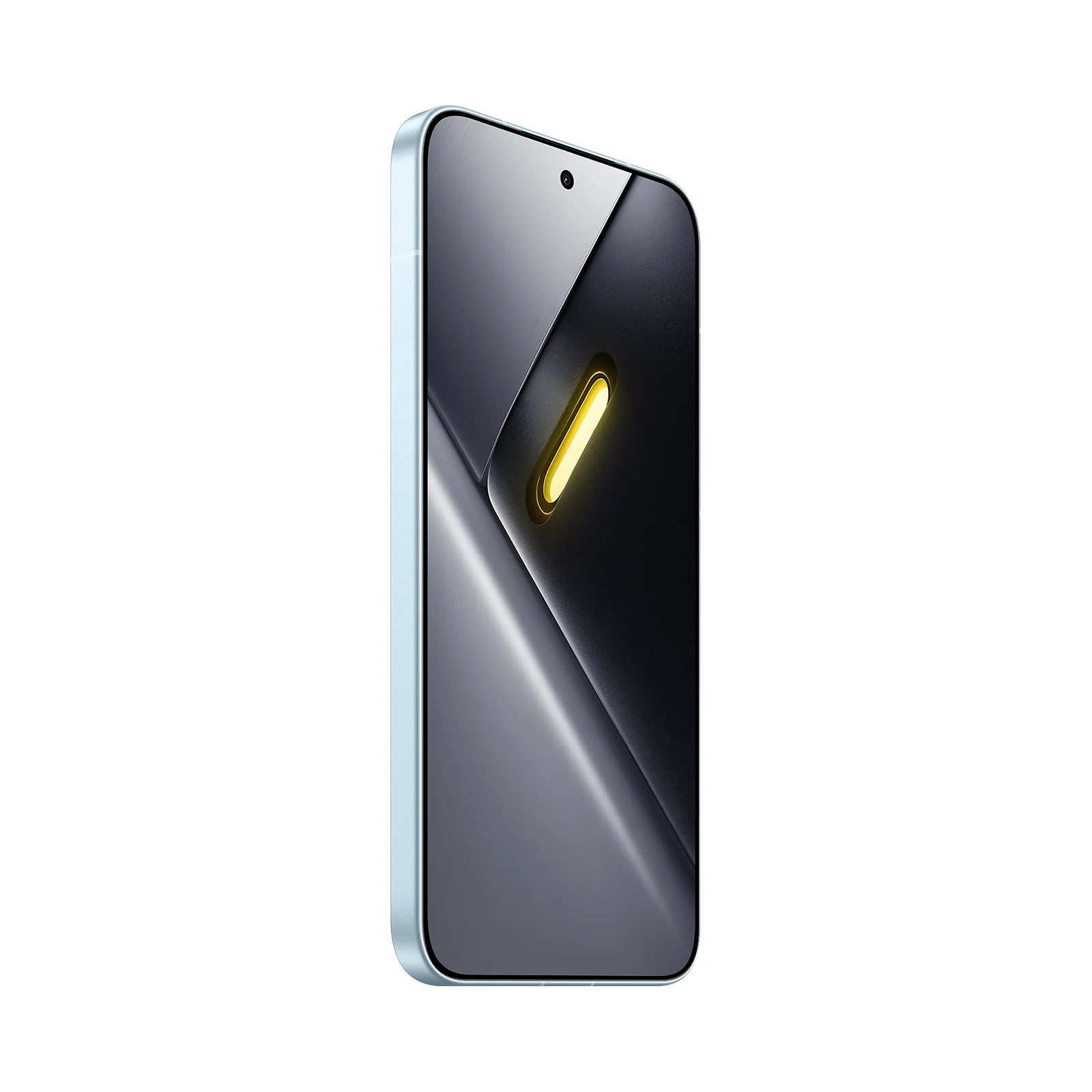 Xiaomi POCO X8 Pro Max celeste: pantalla frontal en ángulo y perfil.