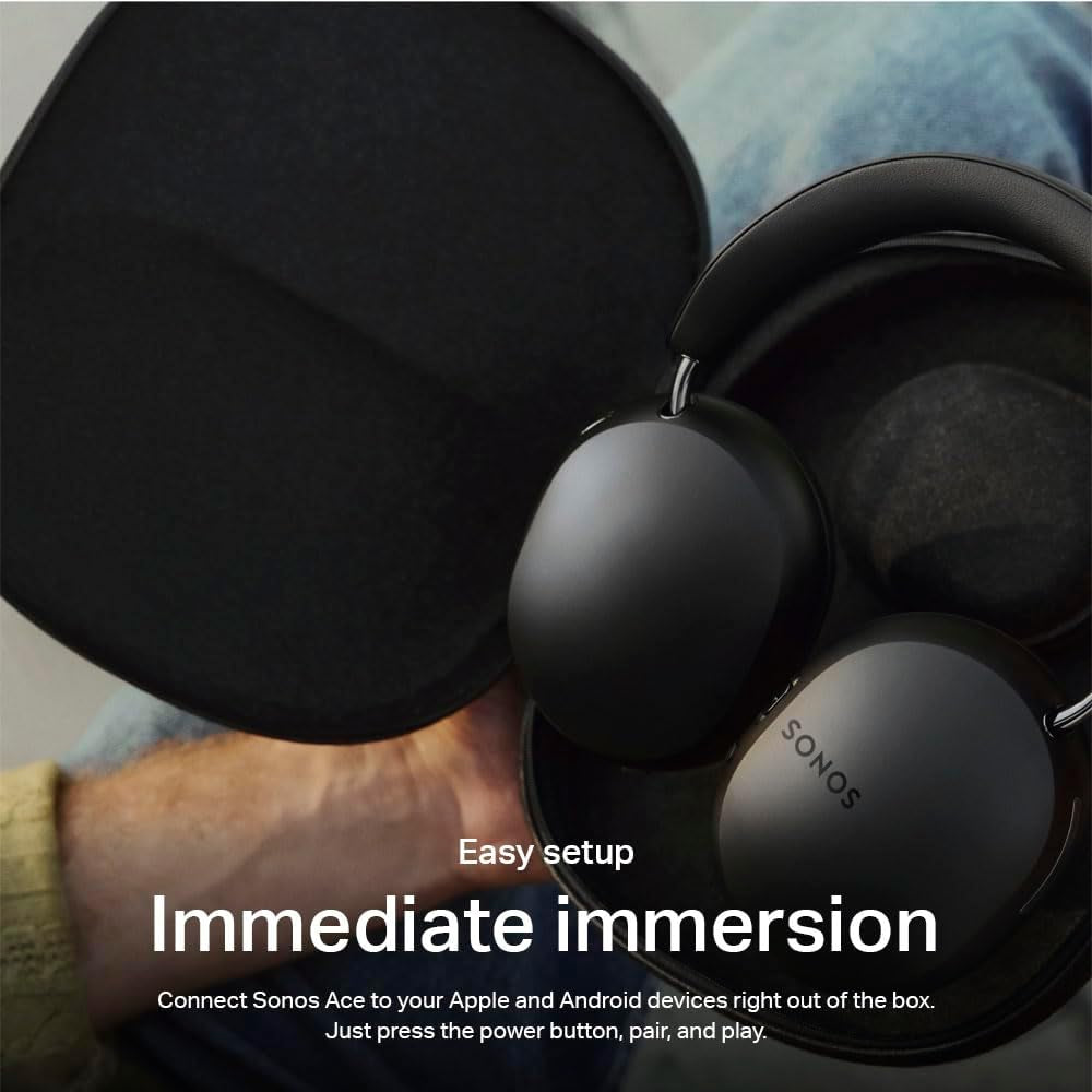 Ace | Noise Cancelling Wireless Over-Ear Headphones with Bluetooth, 30-Hour Battery Life, Spatial Audio, Dolby Atmos, Dynamic Head Tracking - Black