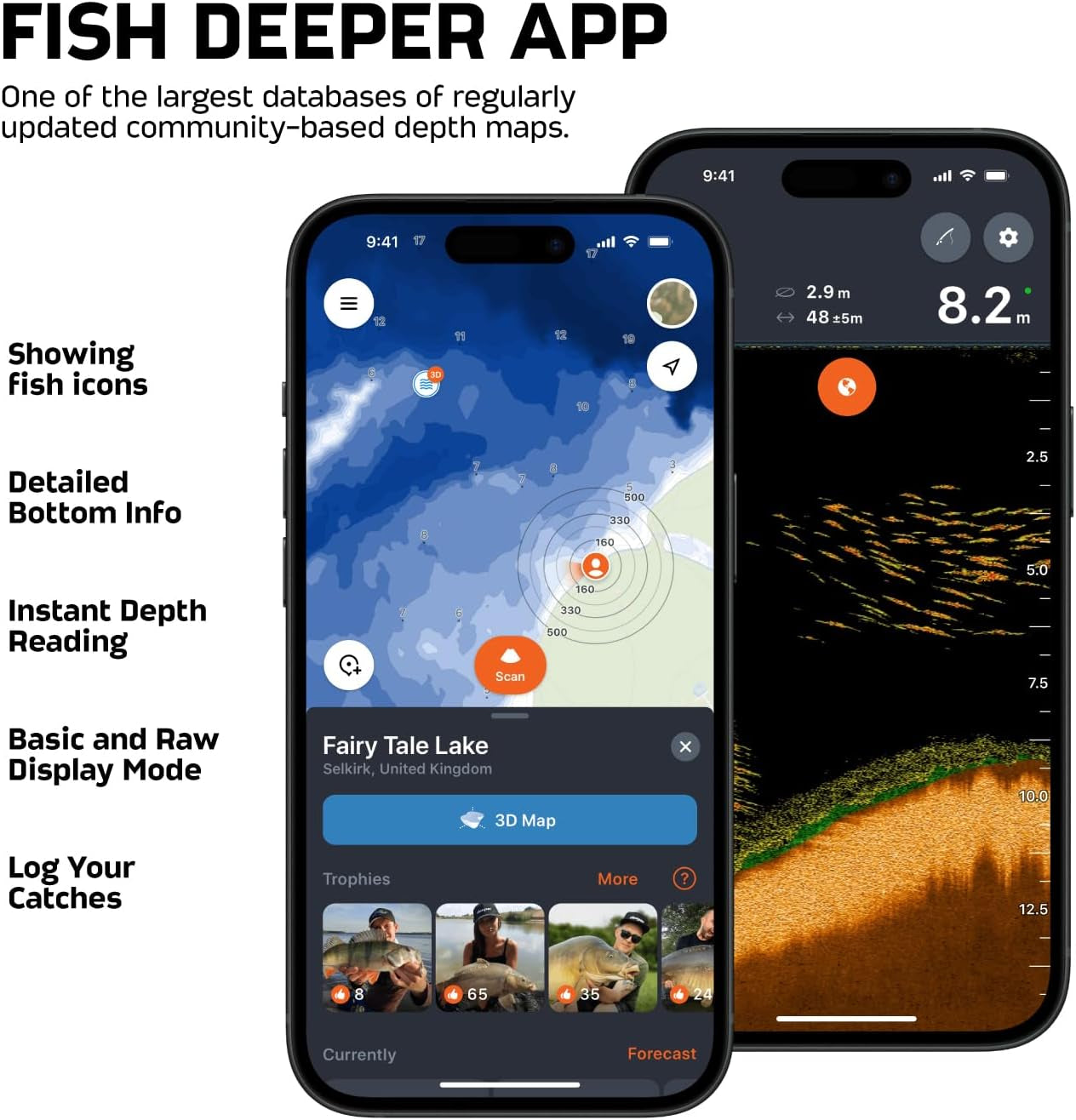 PRO+ 2 Sonar Fish Finder - Portable Fish Finder and Depth Finder for Kayaks, Boats and Ice Fishing with GPS Enabled | Castable  Fish Finder with FREE User Friendly App