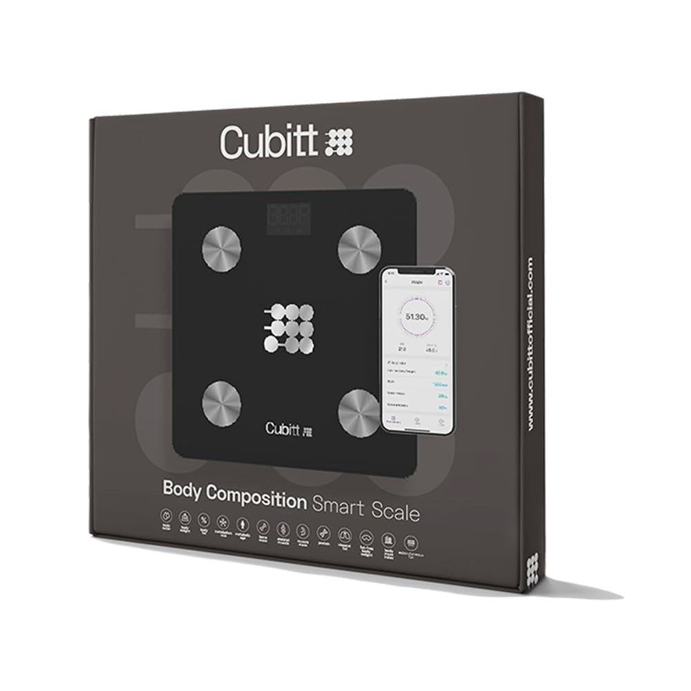 Smart Digital Weight Scale, 13 Body Composition Analizer, BMI, Muscle Mass, Body Fat Scale with Smartphone App Sync with Bluetooth (Black)