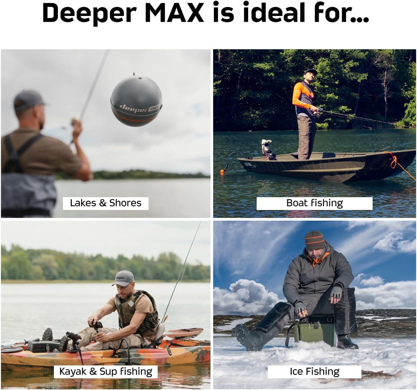 MAX Castable GPS Fish Finder– Portable Chirp Sonar Depth and Fish Finder for Boat Fishing, Ice Fishing, Shore Fishing - Personal 3D Depth Maps with User-Friendly Free App