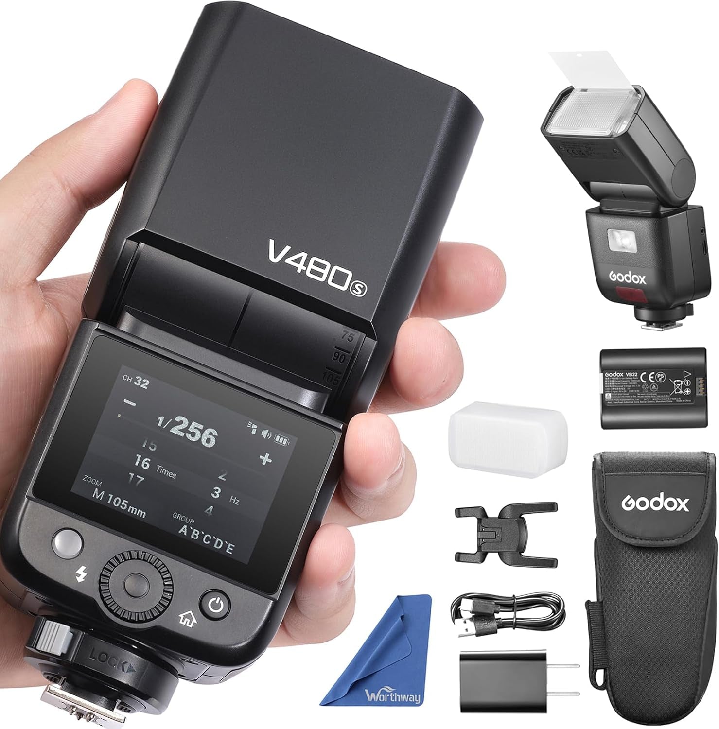V480 for Sony  TTL Flash - GN50 HSS 1/8000S/650 Flashes/1.7S Recycle/Built-In Modeling Light/Li-Ion Battery/Touchscreen/2.4G Wireless Flash/Ttl Camera Speedlight for Sony