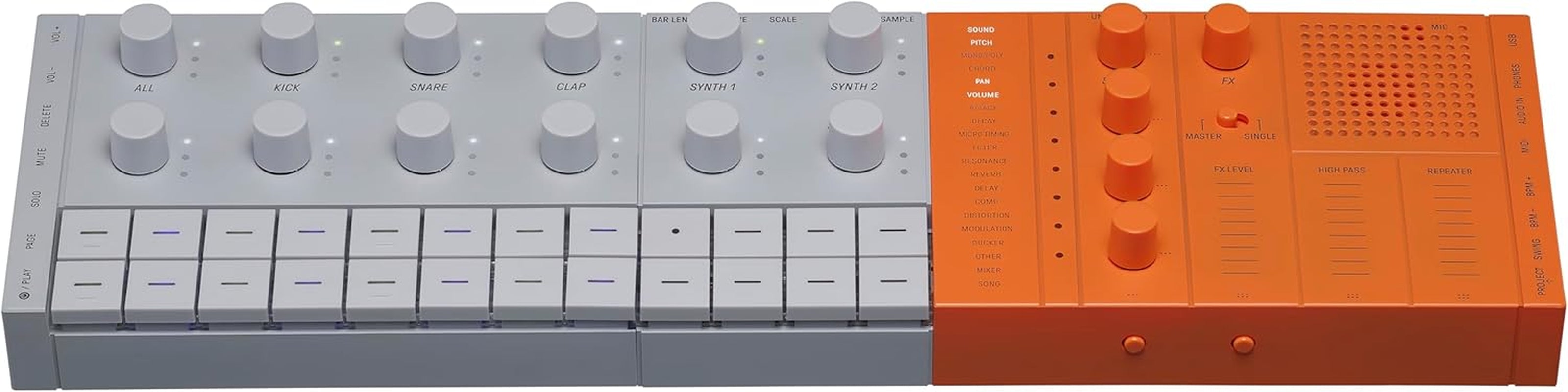 SEQTRAK Mobile Music Ideastation, Advanced Sequencer, Onboard Sampling, Built-In Speakers and Microphone, Orange