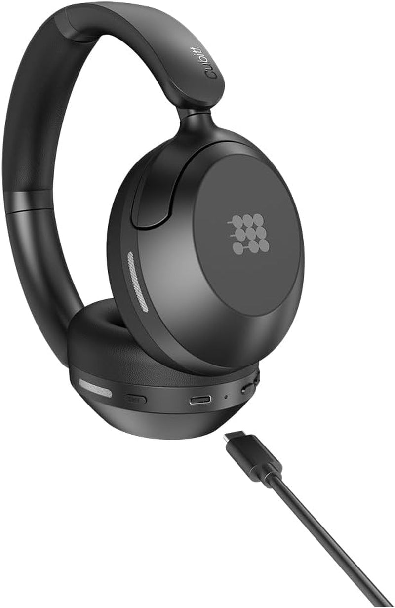 Power Headphones with Hybrid ANC | Bluetooth 5.4 Over-Ear Headphones with 60H Playtime, 4 Mics, Auto-Pause, Transparency Mode, Low Latency, Foldable Design, USB-C Fast Charging - Obsidian Black