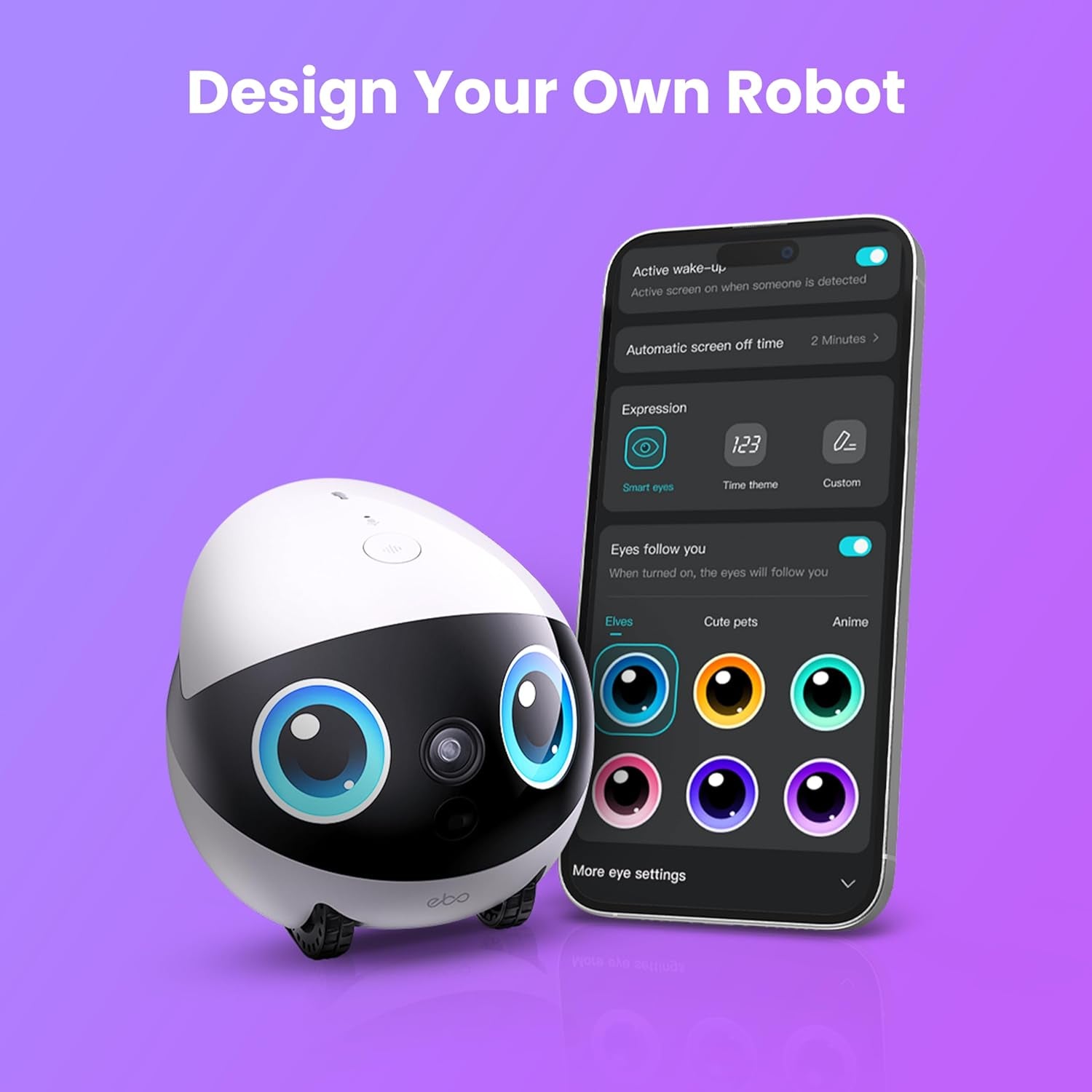 Air 2 plus Familybot 3K Home Camera Robot: Indoor Camera, Movable Robot Companion, 2-Way Video, AI Chat Mode, Auto-Recharge, Long Battery Life, Custom Facial Image, Night Vision