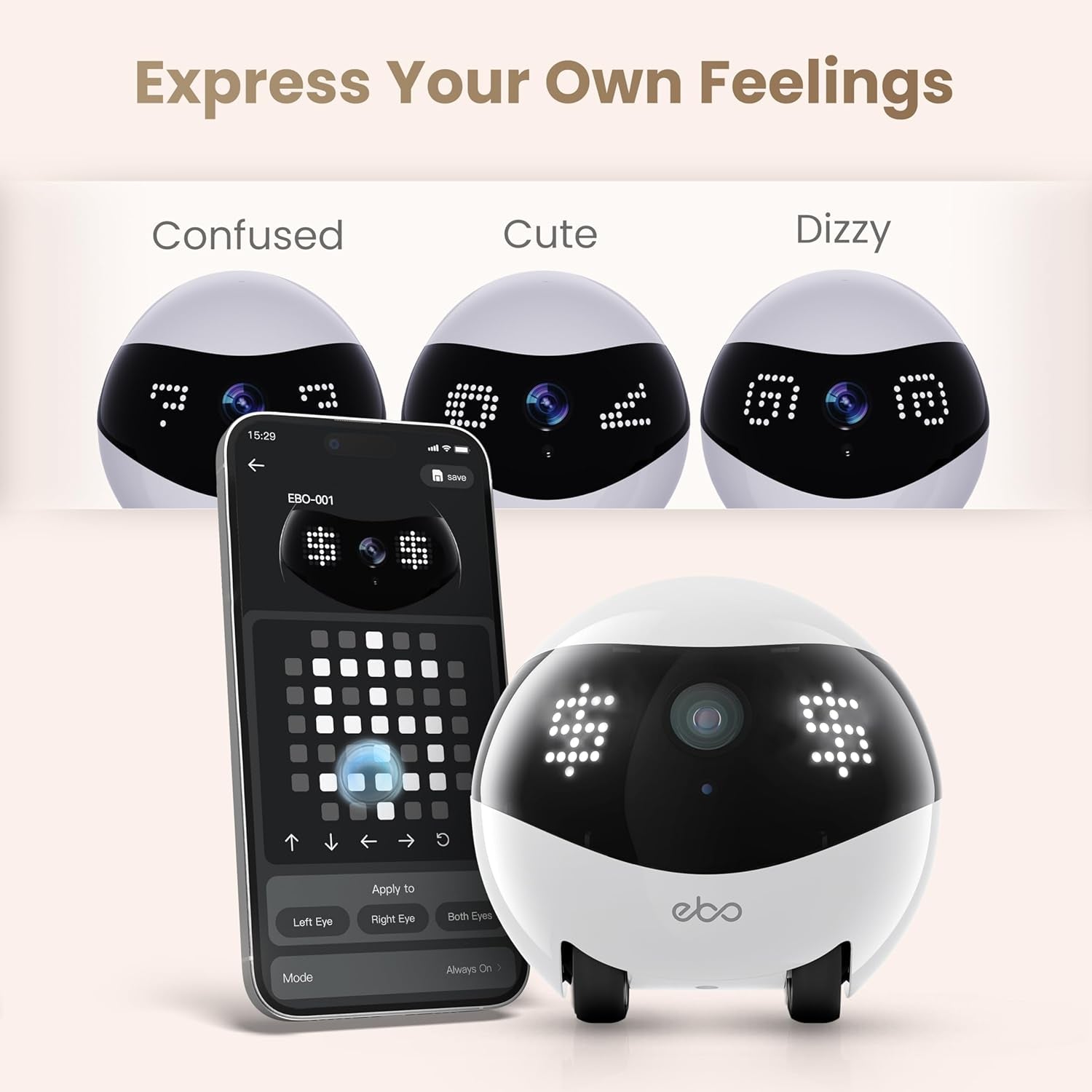 Air 2 Familybot Indoor Security Camera Robot: 2K Pet Camera, Movable Home Robot, Custom Facial Expression, Auto-Recharge, Battery-Operated, 2-Way Talk, Night Vision(Jay Blue)