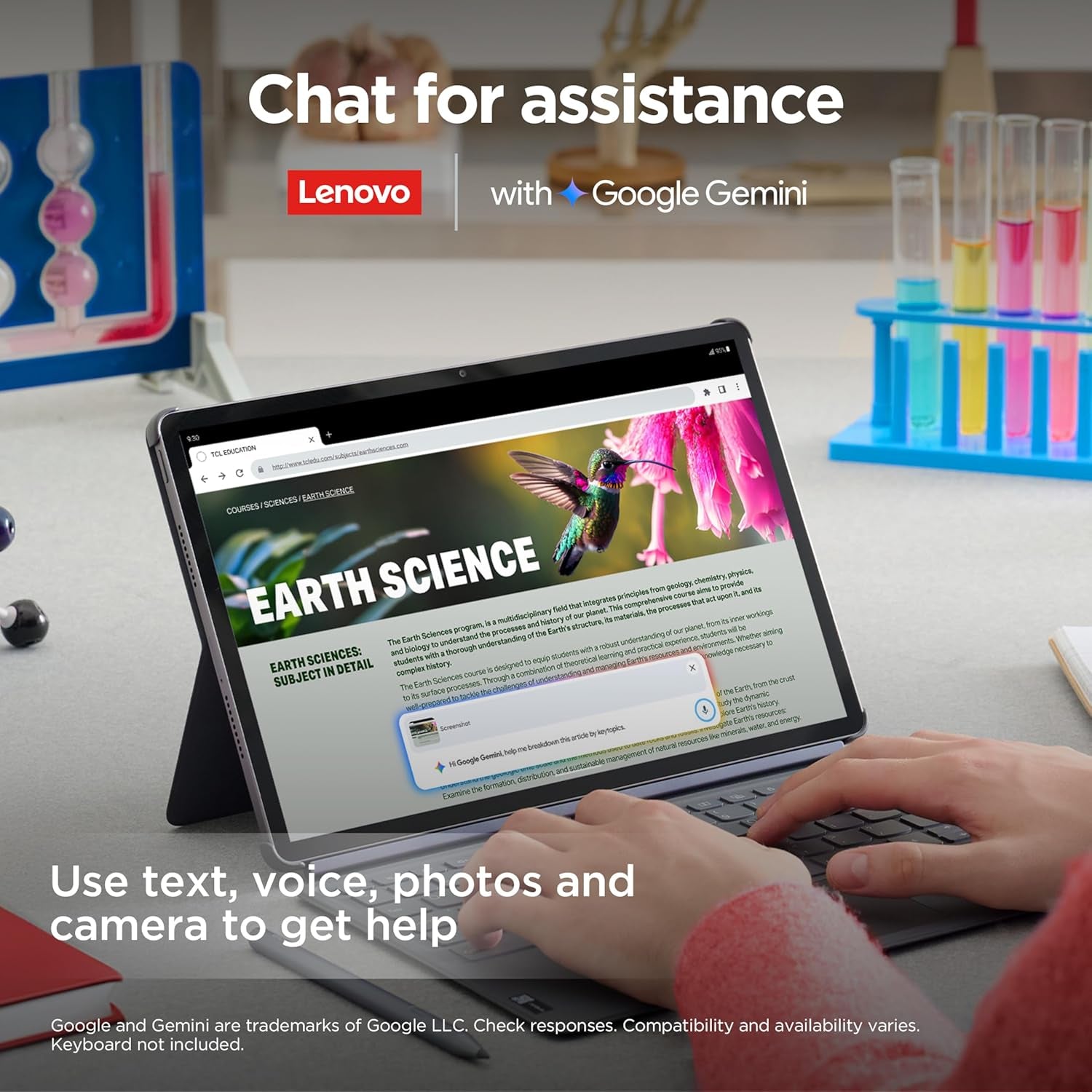 Idea Tab Pro with Google Gemini - Student Tablet - 12.7” 3K LCD Display - 8 GB Memory - 128 GB Storage - Mediatek Dimensity 8300 - Includes Pen and Folio Case