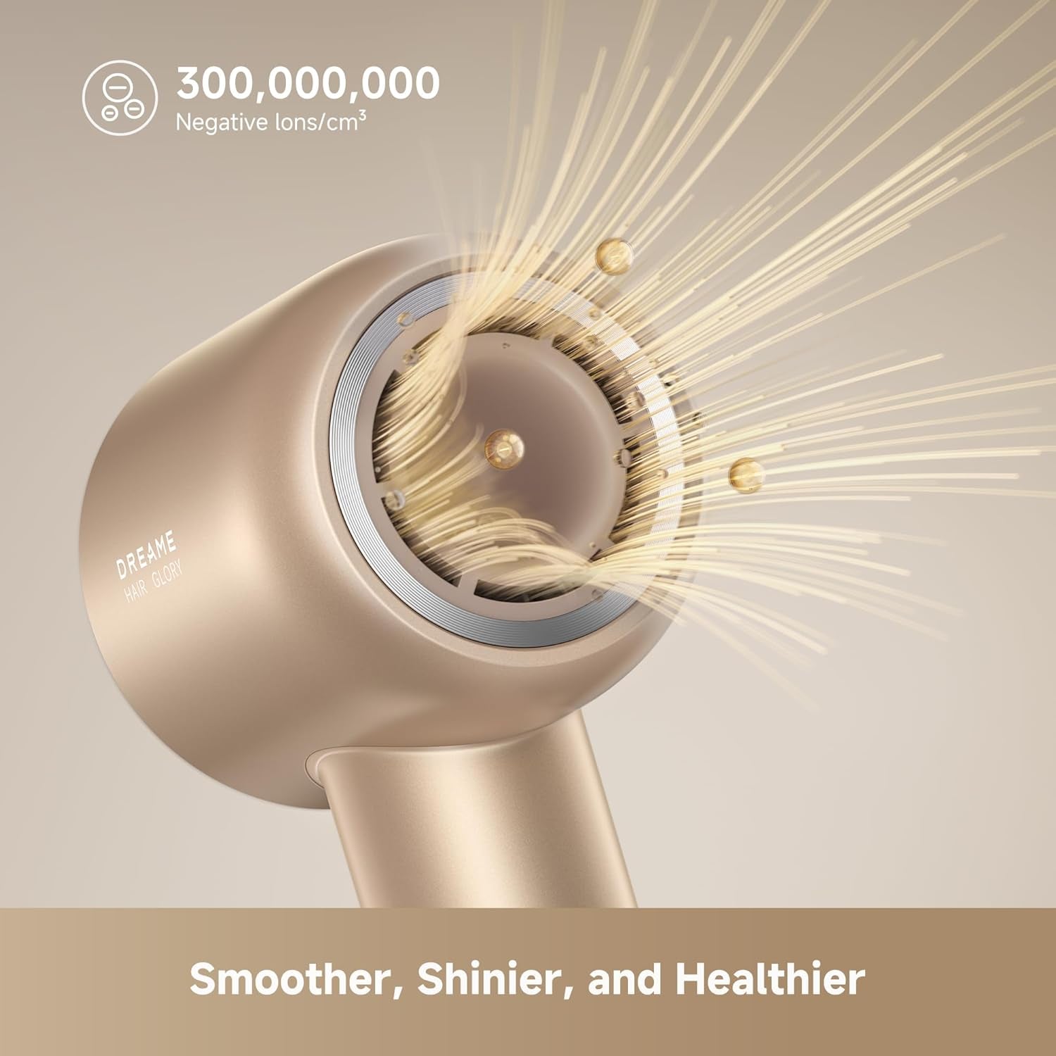 Glory Mix High-Speed Hair Dryer, Dual Voltage, 3 Magnetic Nozzles, Perfume Infusion, Customized Fragrant Drying, NTC Control, 300M Negative Lons, 110,000RPM Motor, 336G Lightweight, Gold