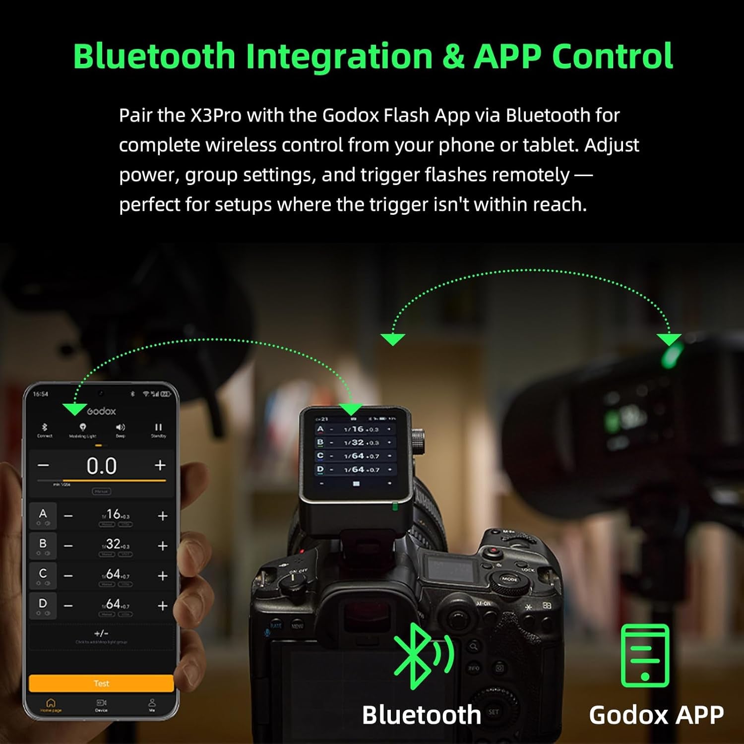 X3 Pro S X3Pros X3Pro-S TTL Wireless Flash Trigger, 2.4Ghz LCD Touchscreen, Bluetooth Integration & App Control, Built-In Lithium Battery, Three Shooting Modes, X3S Upgrade Version(For Sony)